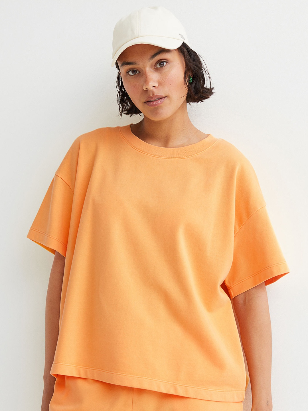 

H&M Women Orange Loose-Fit Wide T-shirt