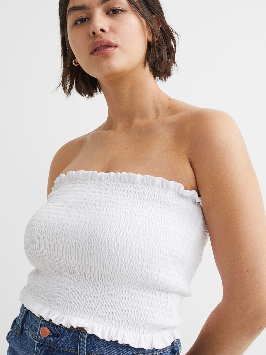 

H&M White Smocked Tube Top
