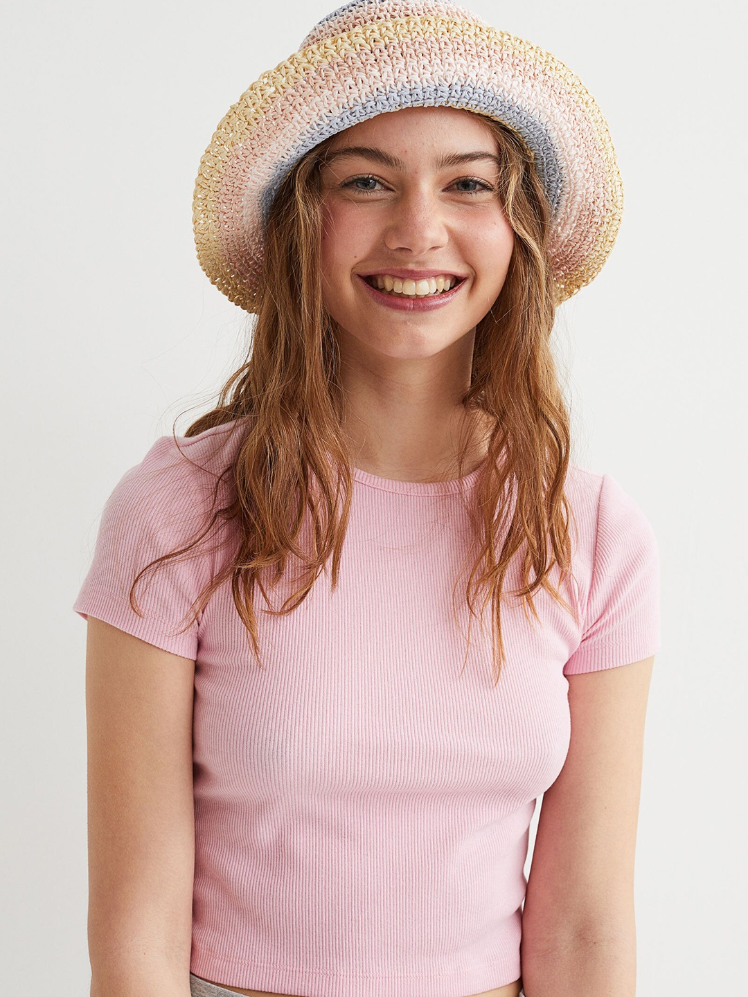 

H&M Women Blue & Beige Straw Hat