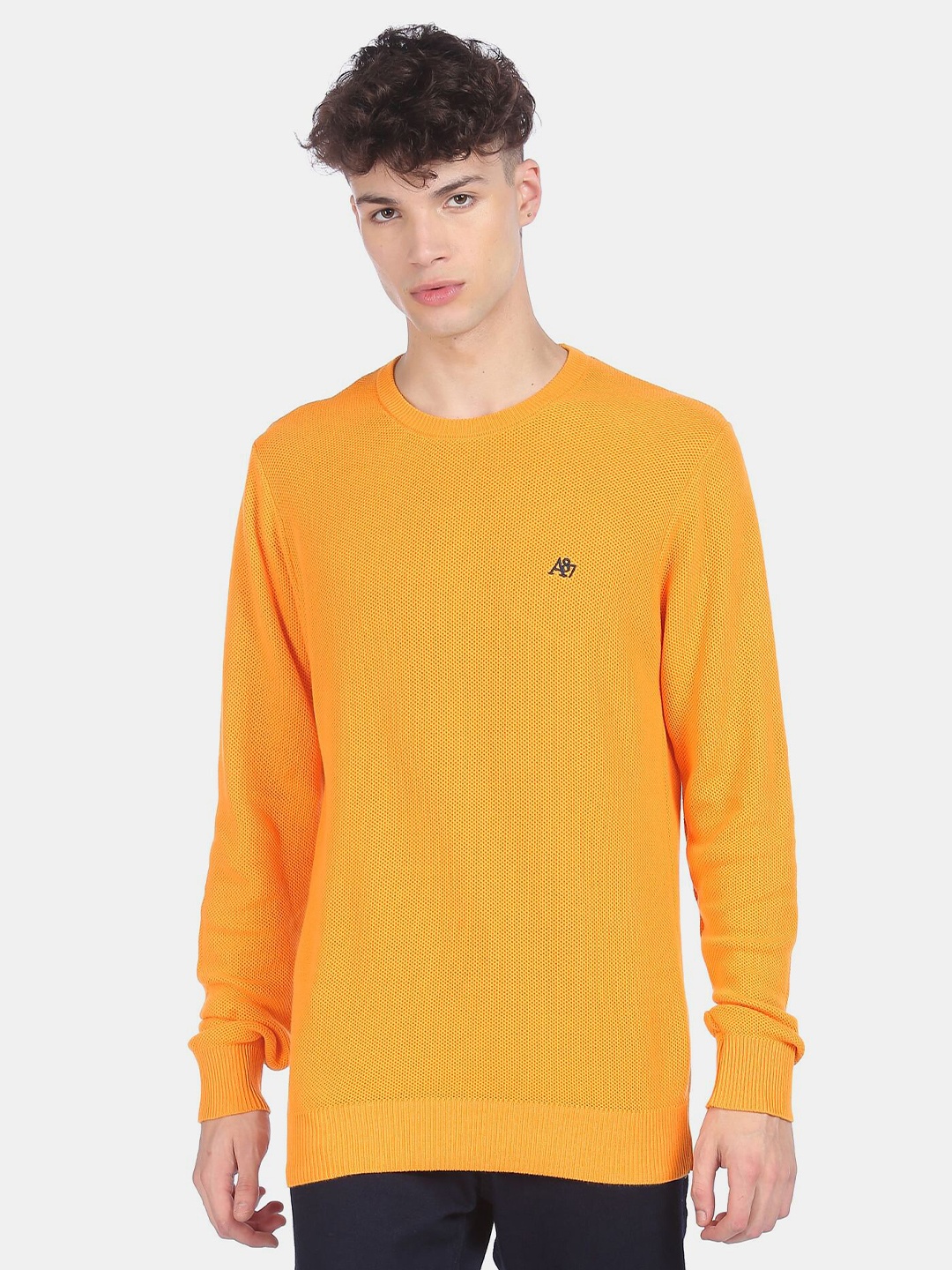 

Aeropostale Men Mustard Pure Cotton Pullover