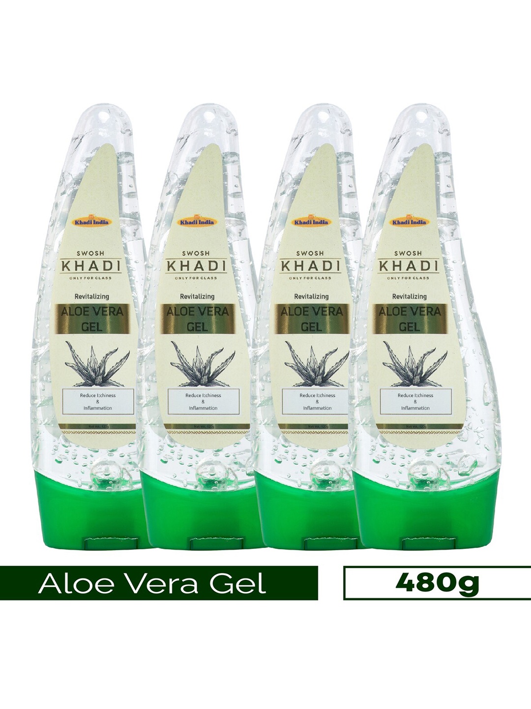 

SWOSH Set of 4 Khadi Revitalizing Aloe Vera Gel with 100% Pure Aloe - 120 g Each, Green