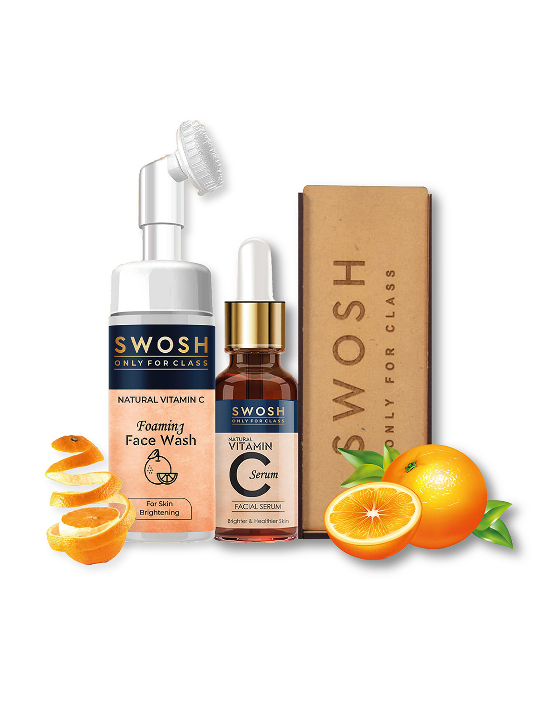 

SWOSH Set of Natural Vitamin C Foaming Face Wash 100 ml & Serum 30 ml, Peach