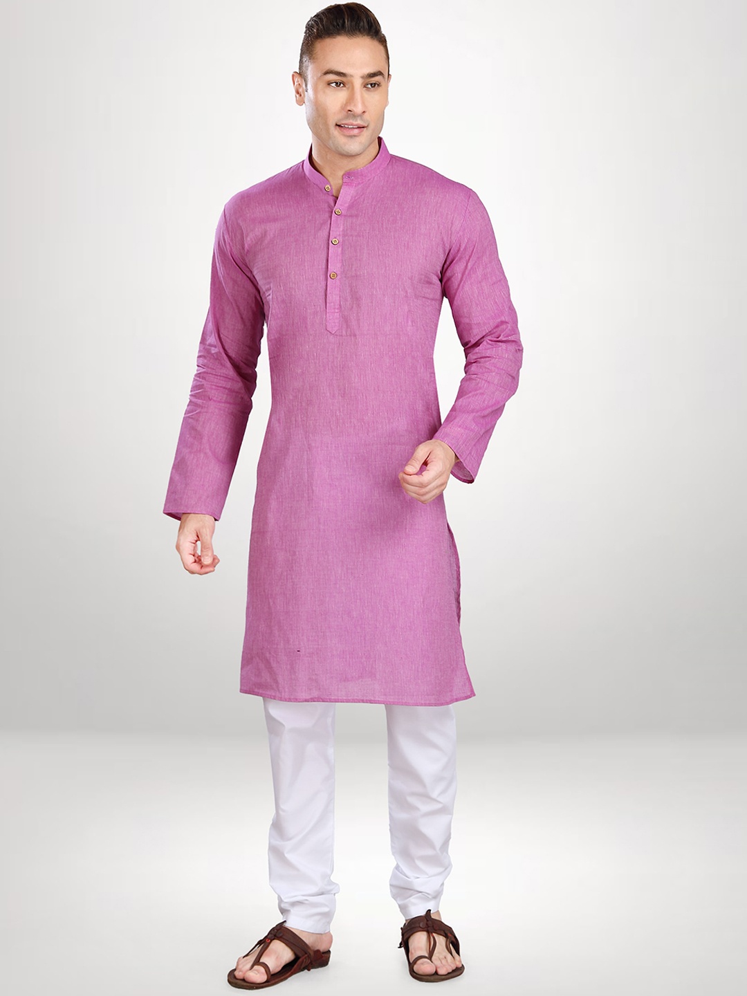 

RG DESIGNERS Men Purple Striped Kurta with Pyjamas