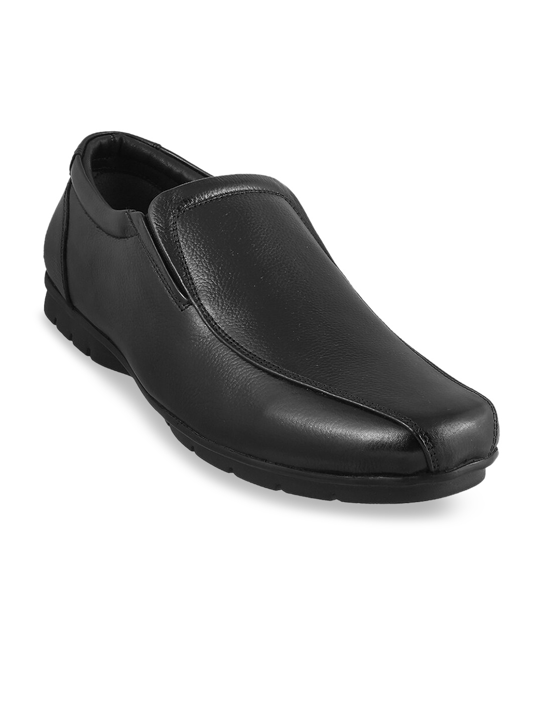 

J.FONTINI Men Black Solid Leather Slip on Shoes