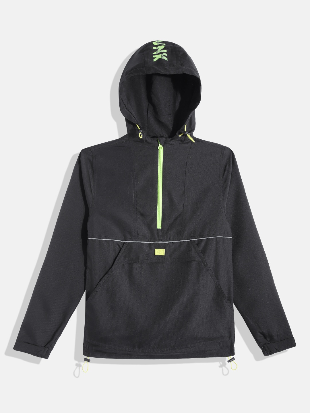 

HRX by Hrithik Roshan Boys Black Solid Hooded Sporty Jacket