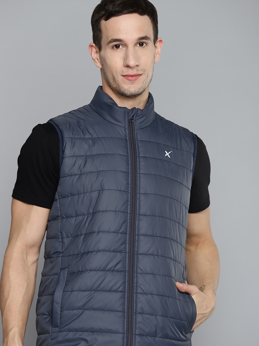 

HRX by Hrithik Roshan Men Navy Blue Sleeveless Padded Jacket
