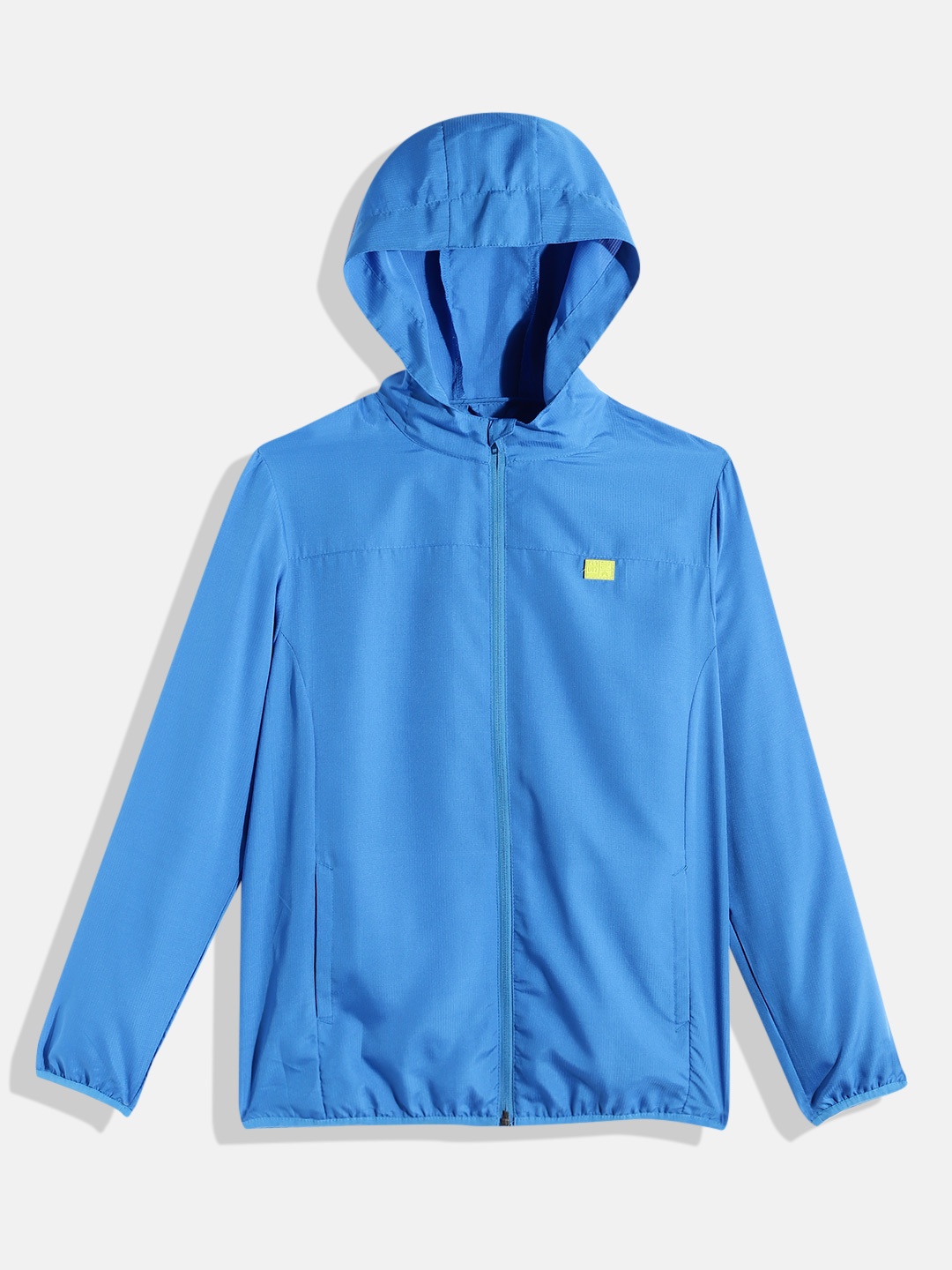 

HRX by Hrithik Roshan Boys Brand Logo Print Hooded Sporty Jacket with Pouch, Blue