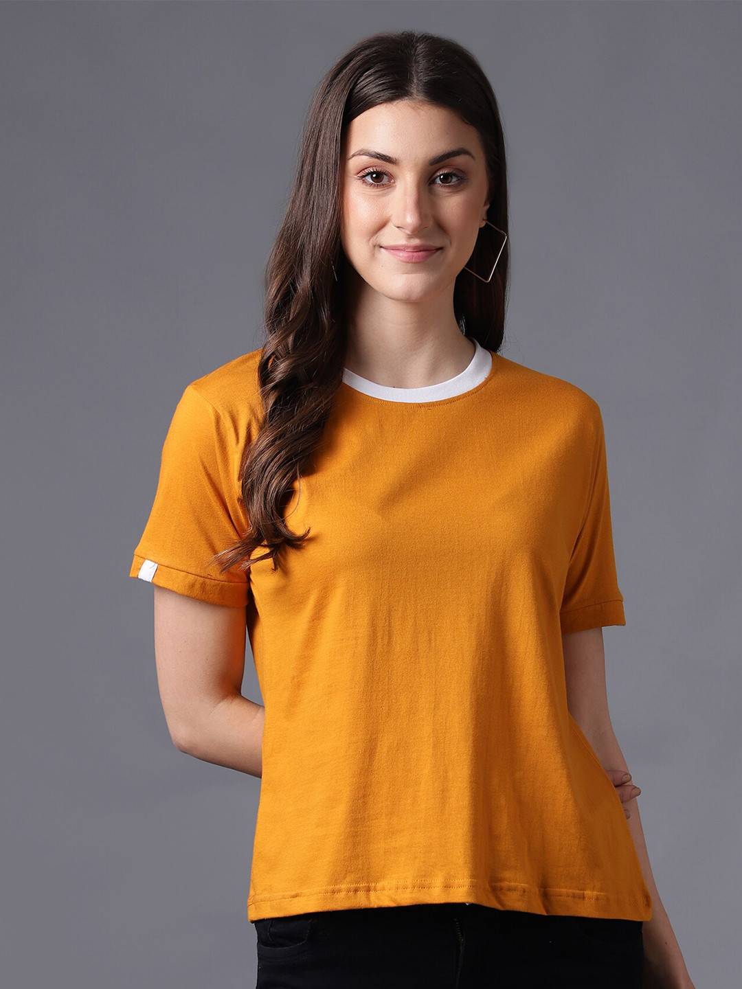 

HILL STREET Women Mustard Yellow T-shirt