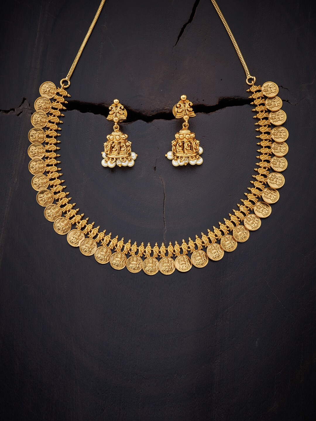 

Kushal's Fashion Jewellery Gold-Plated Antique Necklace Set