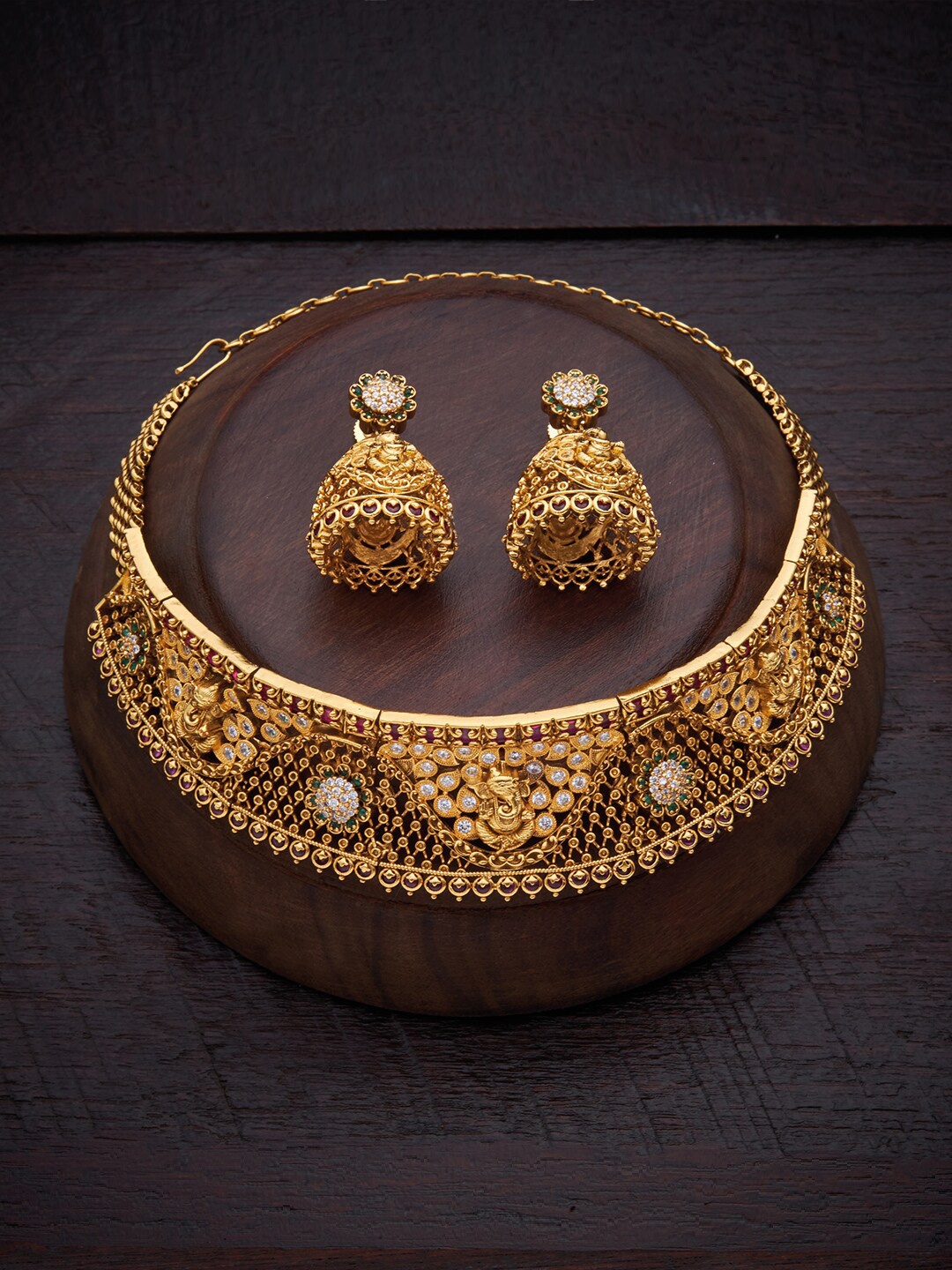 

Kushal's Fashion Jewellery Red Gold-Plated Antique Choker Necklace