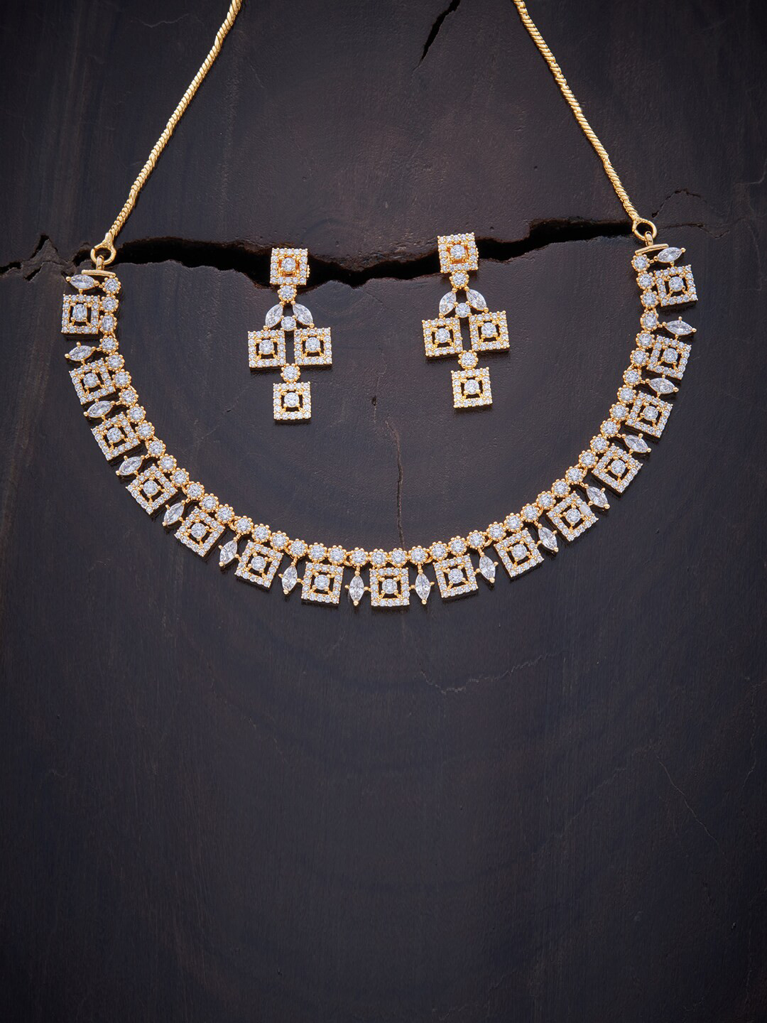 

Kushal's Fashion Jewellery White Gold-Plated Cubic Zirconia Necklace