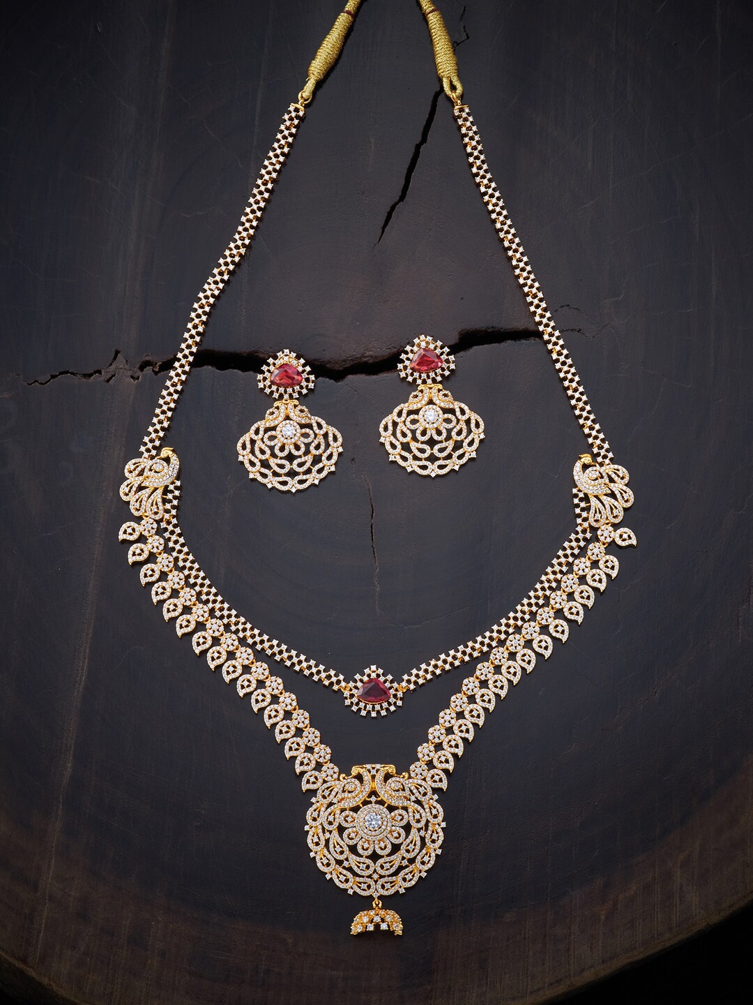 

Kushal's Fashion Jewellery Red Gold-Plated Layered Jewellery Set