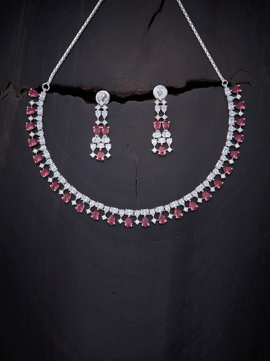 

Kushal's Fashion Jewellery Red Rhodium-Plated & Cubic Zirconia Necklace