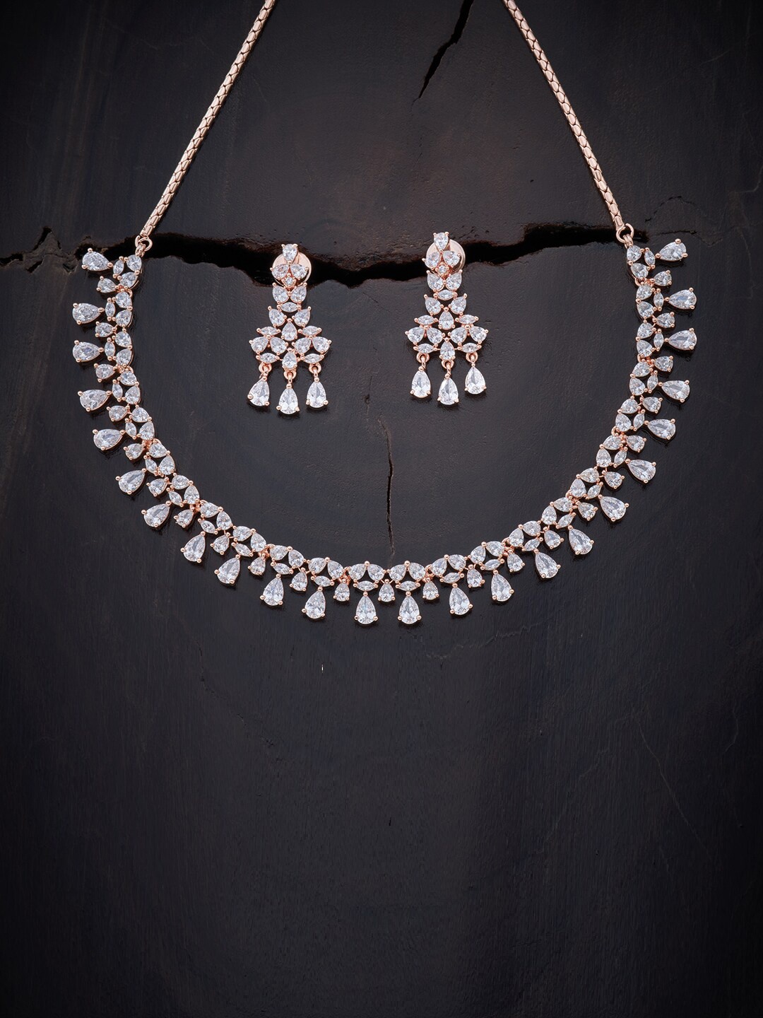 

Kushal's Fashion Jewellery White Rose Gold-Plated & Cubic Zirconia Necklace
