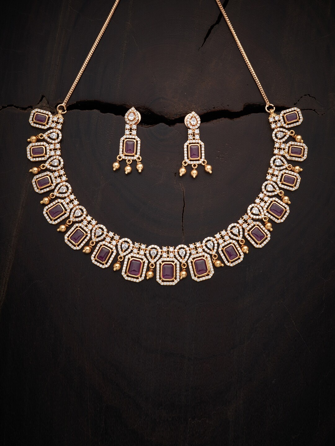 

Kushal's Fashion Jewellery Red Gold-Plated & Cubic Zirconia Necklace