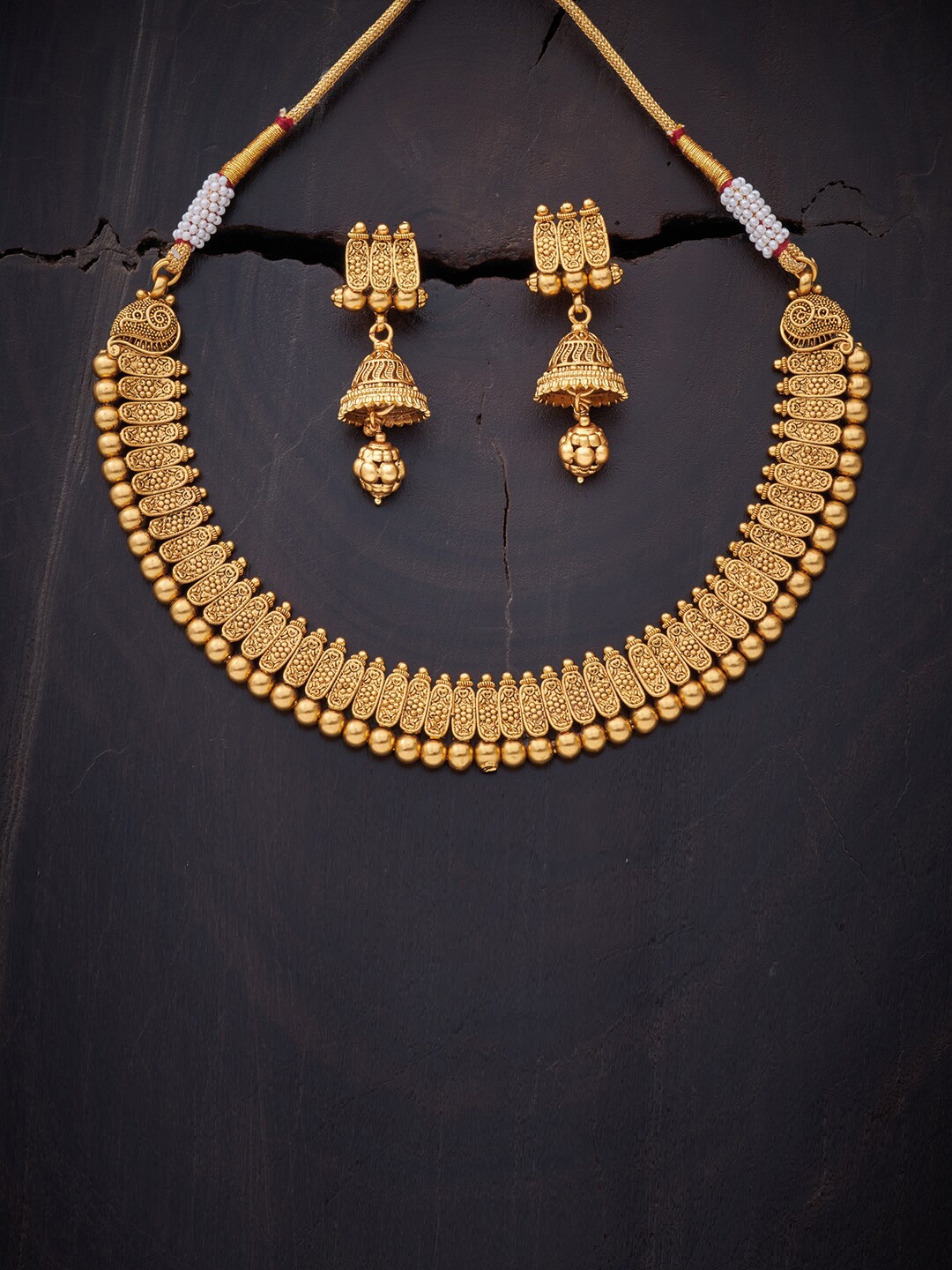 

Kushal's Fashion Jewellery Gold-Plated Antique Jewellery Set