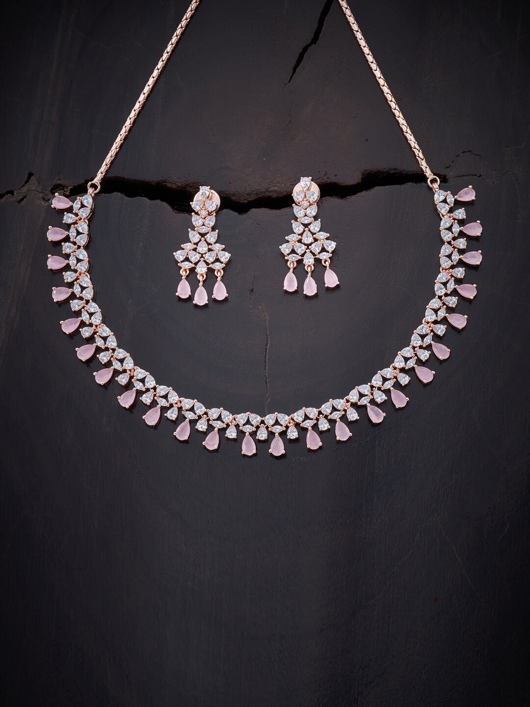 

Kushal's Fashion Jewellery Pink Rose Gold-Plated & Cubic Zirconia Necklace