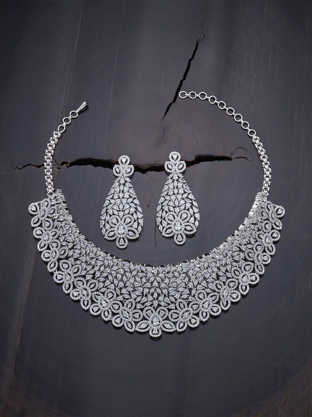 

Kushal's Fashion Jewellery White Rhodium-Plated Choker Necklace