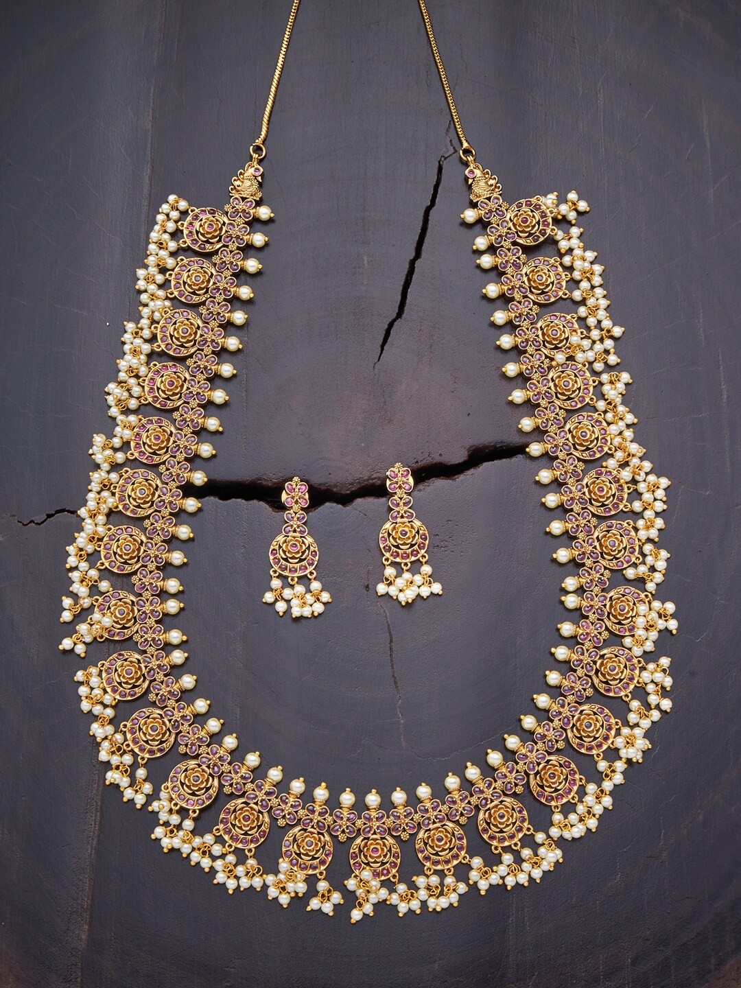 

Kushal's Fashion Jewellery Red Gold-Plated Jewellery Set