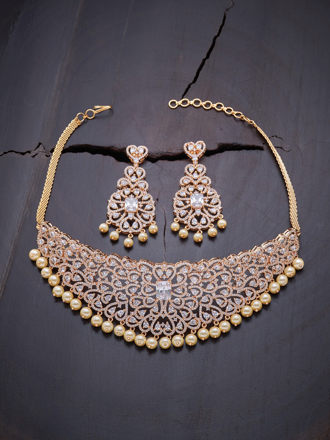 

Kushal's Fashion Jewellery White Gold-Plated & Cubic Zirconia Choker Necklace