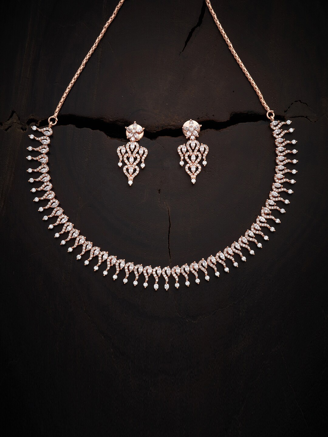 

Kushal's Fashion Jewellery White Rose Gold-Plated & Cubic Zirconia Necklace