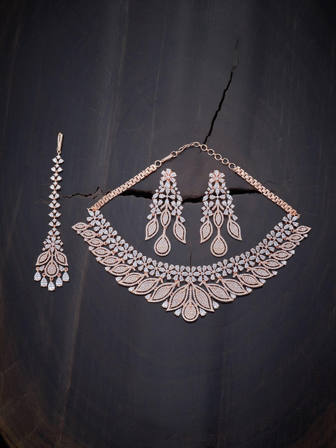 

Kushal's Fashion Jewellery White Rose Gold-Plated & Cubic Zirconia Necklace