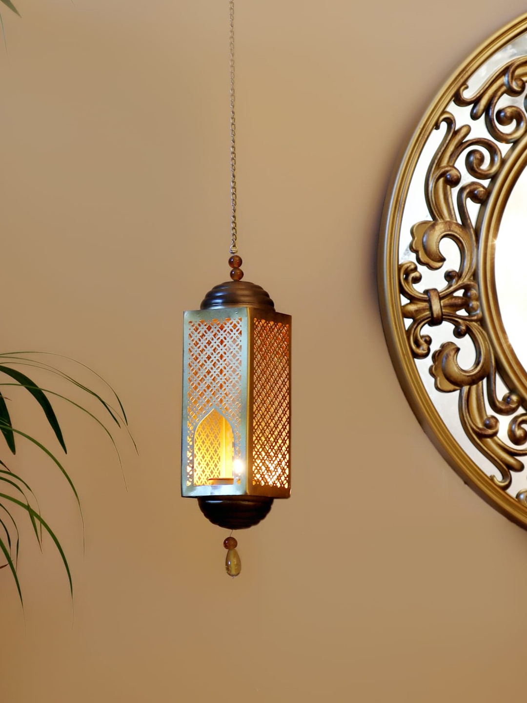 

Nakshikathaa Gold-Toned Hanging Tealight Holder