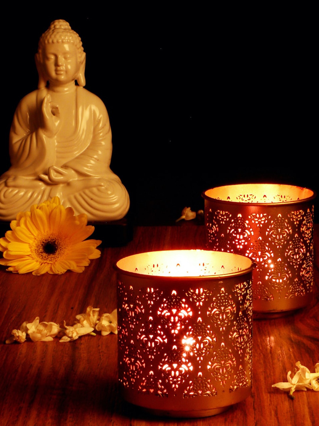 

Nakshikathaa Gold-Toned Candle Holders