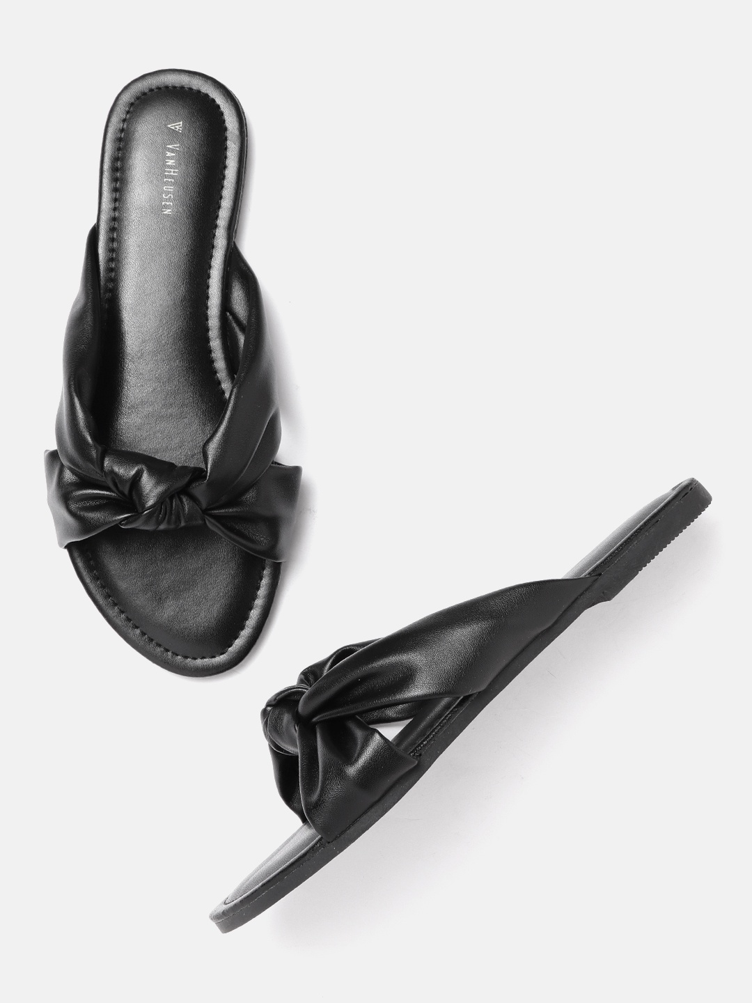 

Van Heusen Woman Black Solid Knot Detail Open Toe Flats