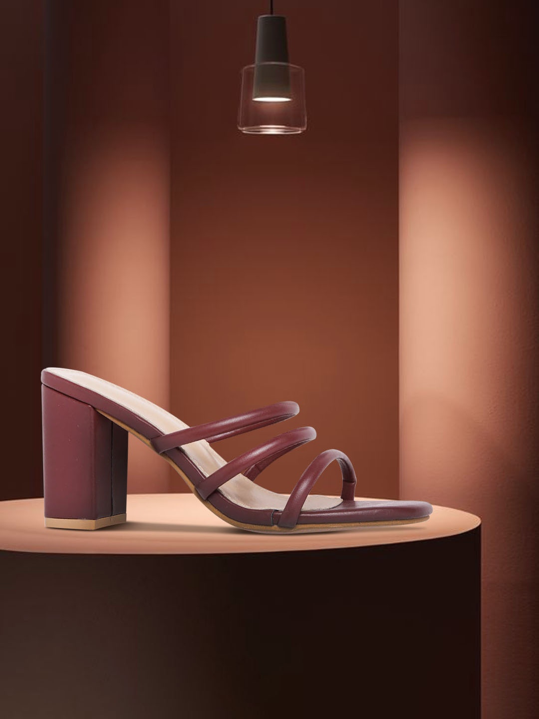 

Van Heusen Woman Maroon Solid Strappy Block Heels
