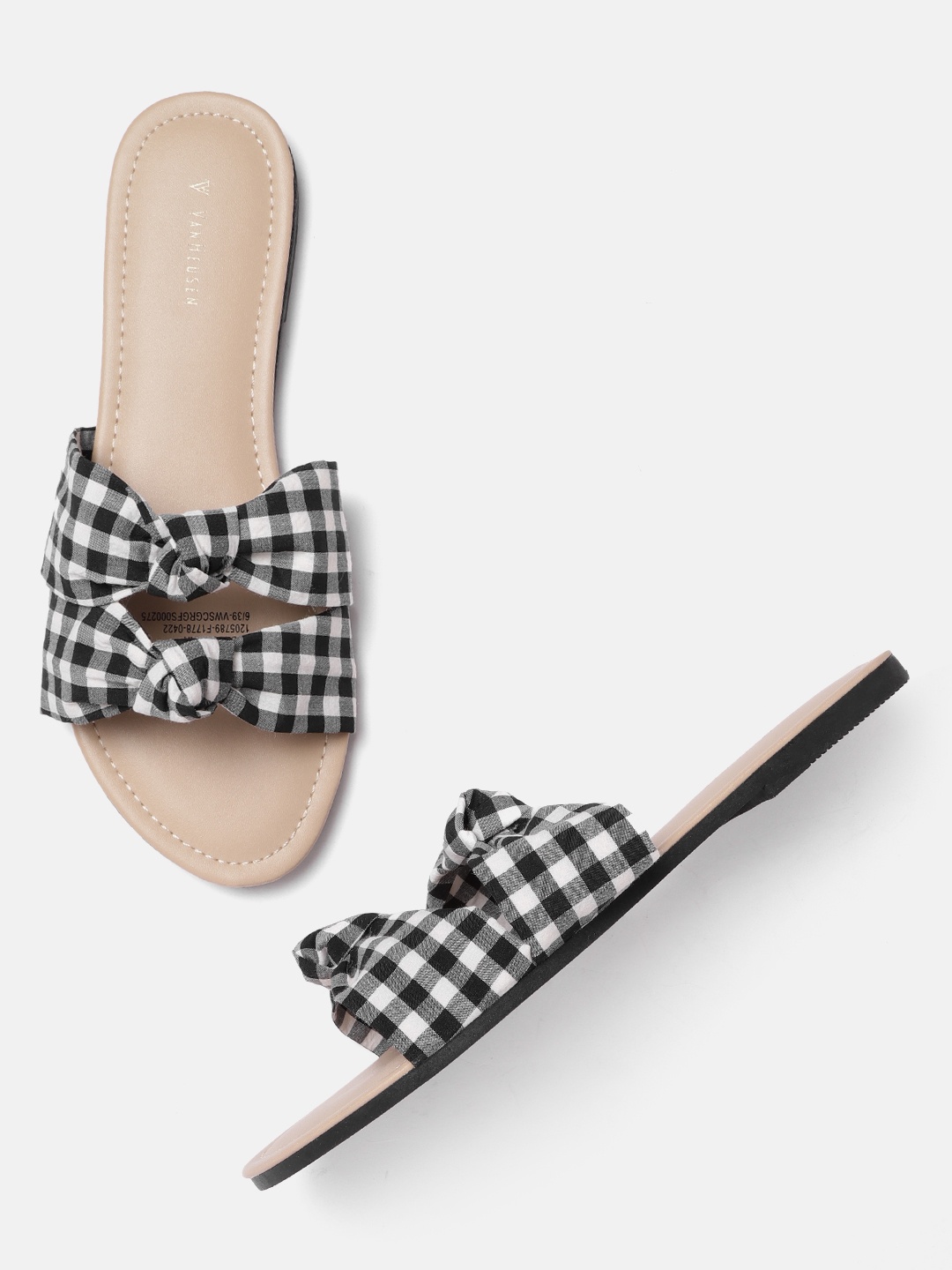 

Van Heusen Woman White & Black Checked Open Toe Flats