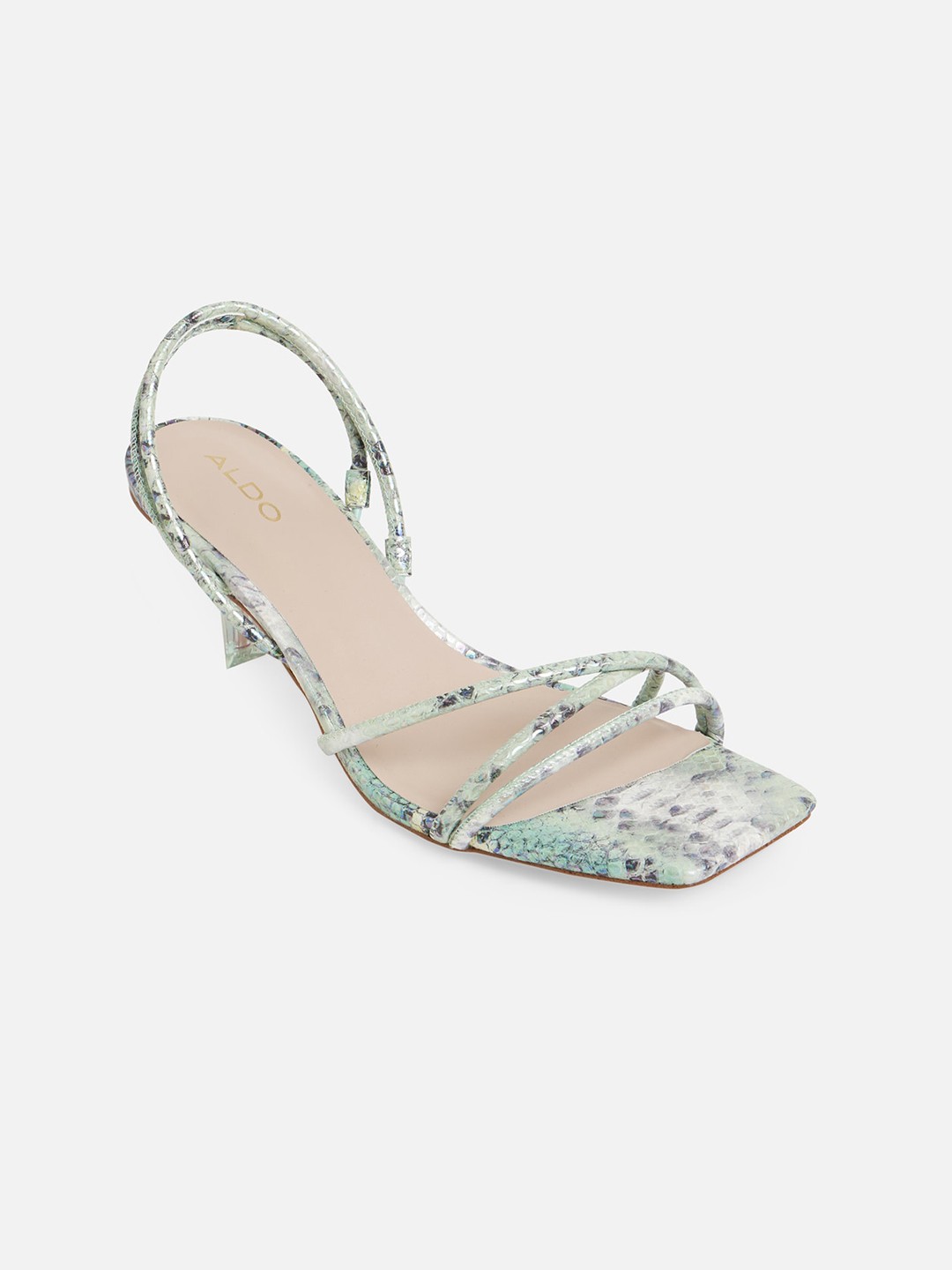 

ALDO Green Printed Kitten Sandals