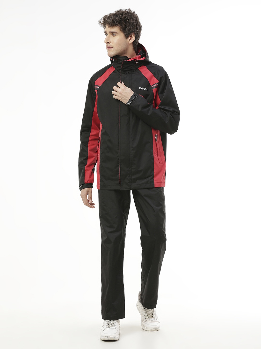 

Zeel Men Red & Black Colourblocked Rain Suit