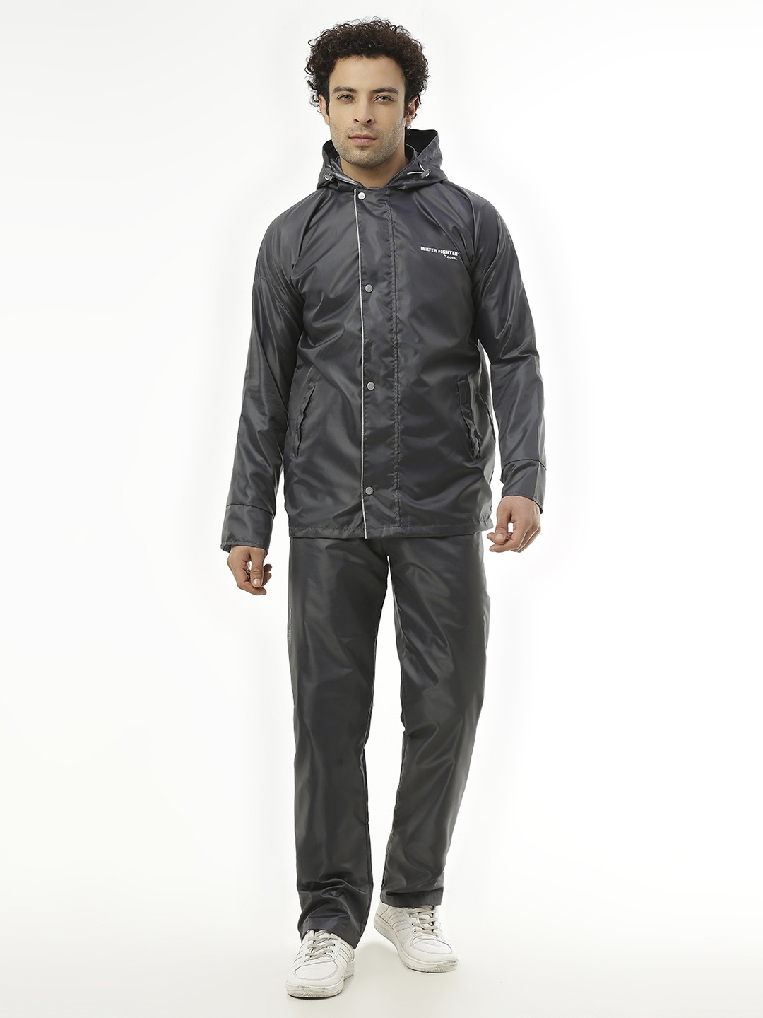 

Zeel Men Grey Solid Reversible Raincoat & Rain Trousers