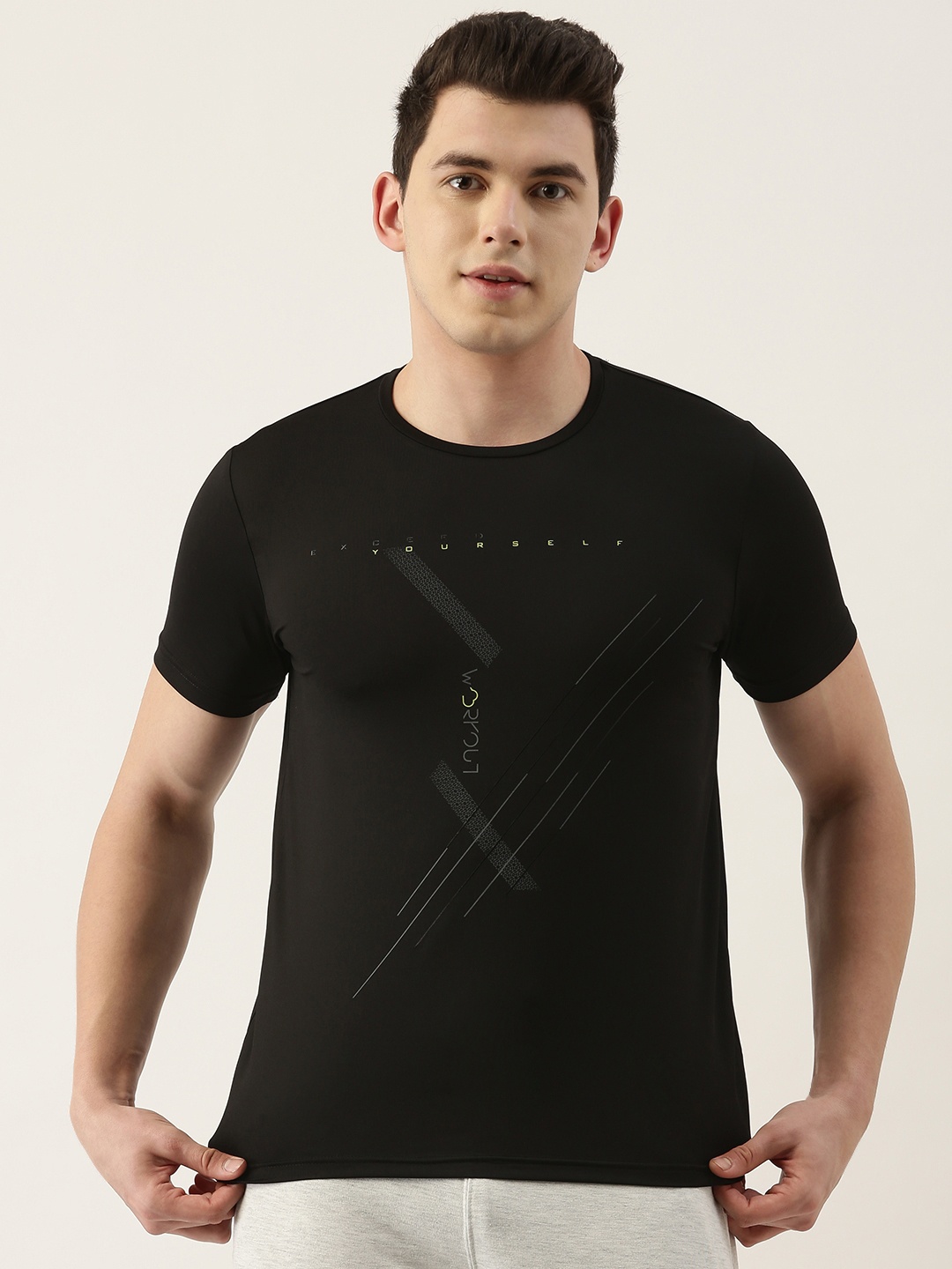 

Sweet Dreams Men Black and White Printed Round Neck Lounge T-shirt