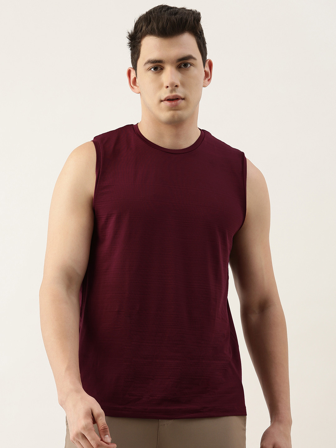 

Sweet Dreams Men Maroon Solid Sleeveless Lounge T-shirt