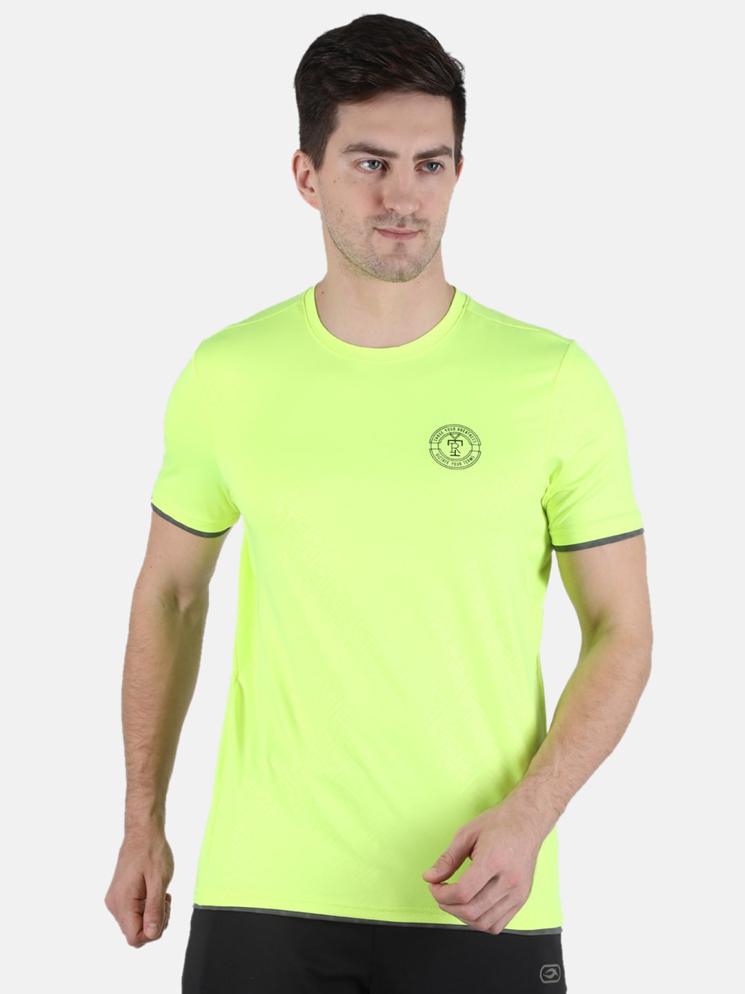 

rock it Men Green Slim Fit Training or Gym T-shirt