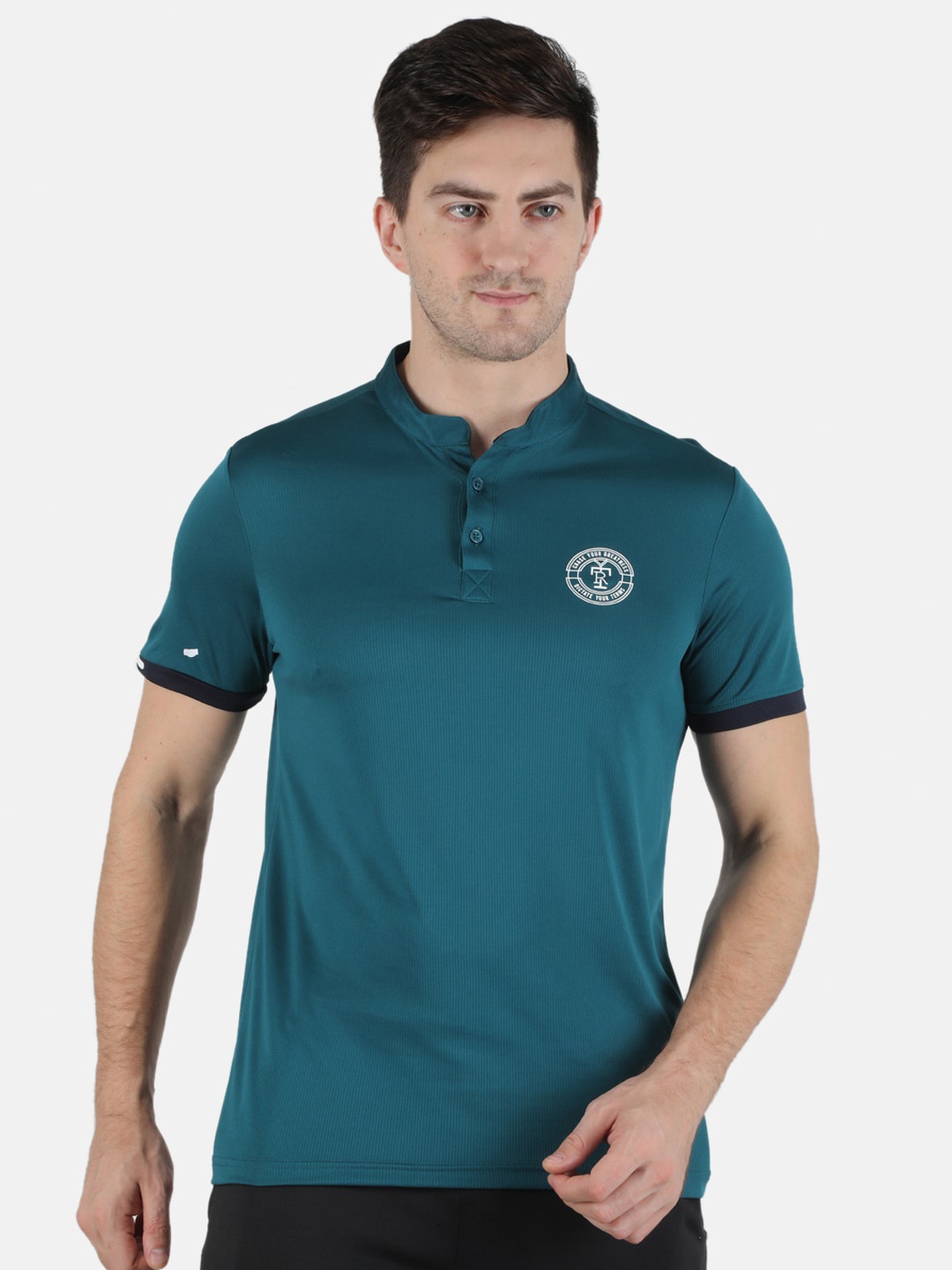

rock it Men Blue Mandarin Collar T-shirt
