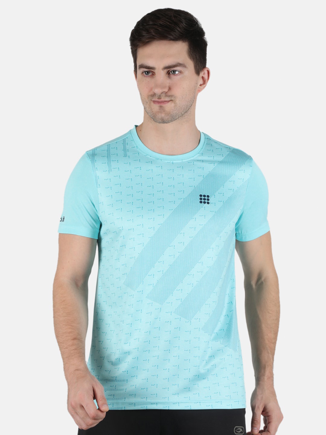 

rock it Men Blue Printed Applique Training or Gym T-shirt
