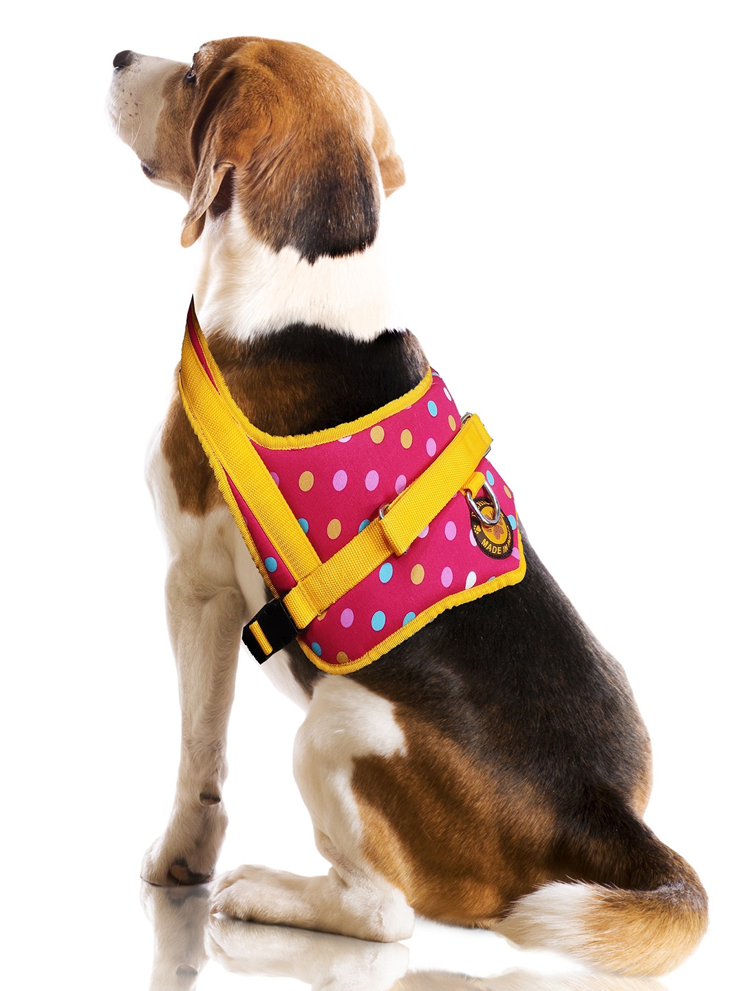 

Dchica Paws Fuchsia-Pink & Yellow Printed Dog Harness