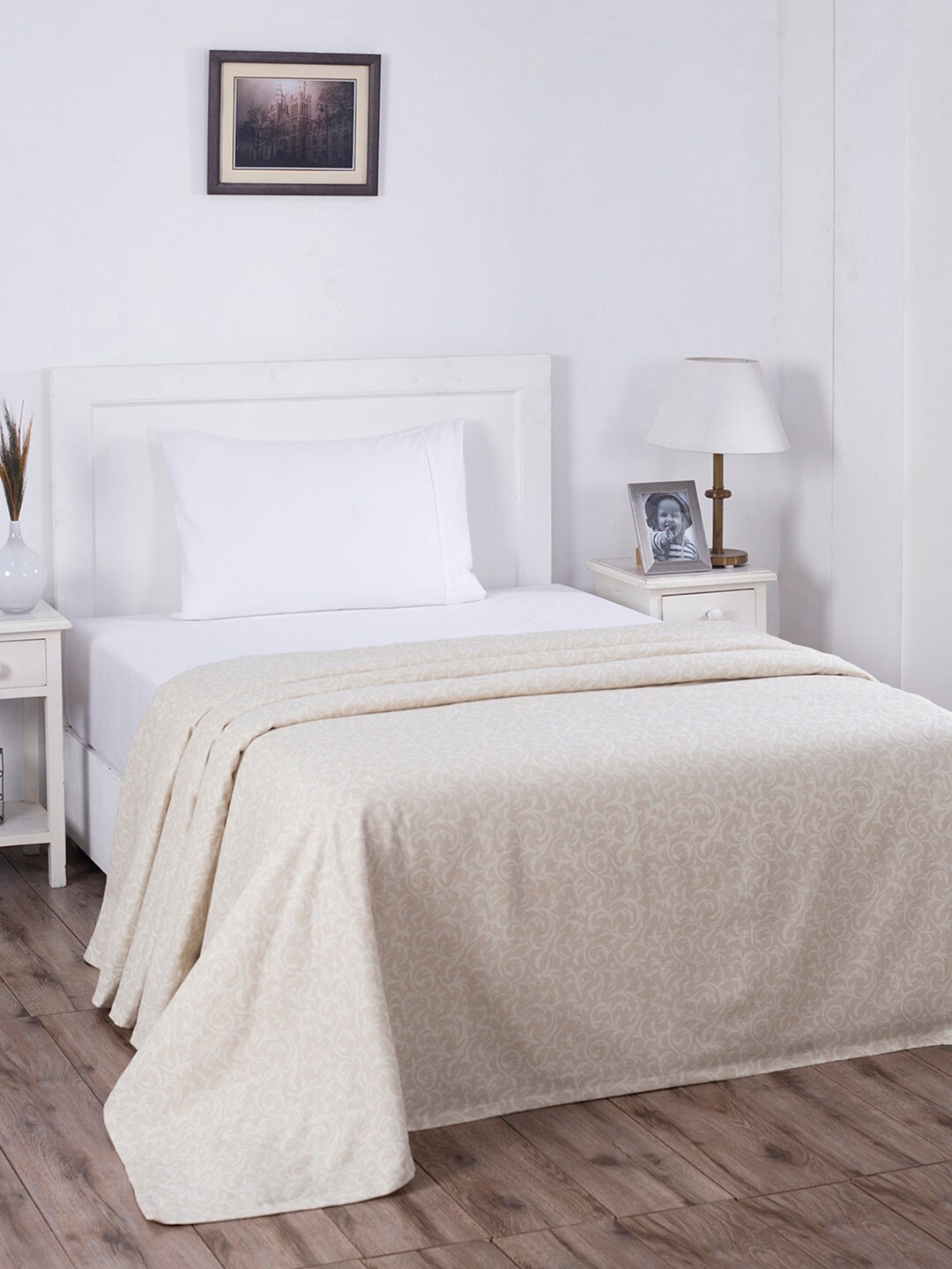 

MASPAR Cream Printed Cotton Single Bed Covers