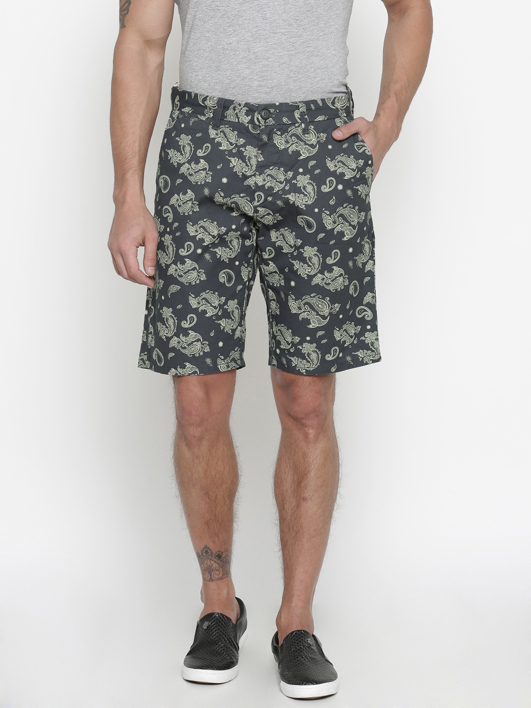 

U.S. Polo Assn. Navy Printed Slim Fit Chino Trousers, Navy blue