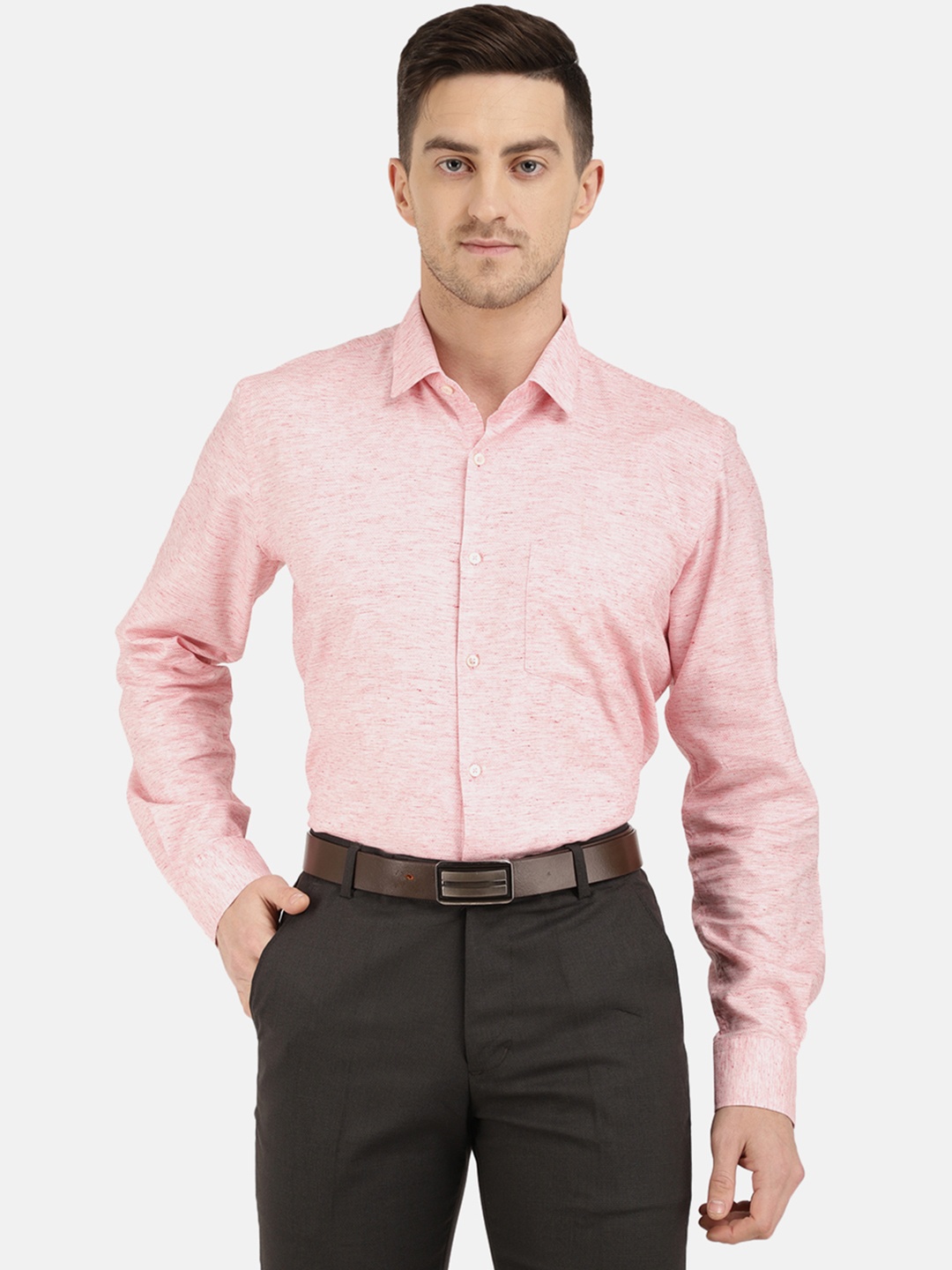 

J White by Vmart Men Pink Solid Formal Shirt