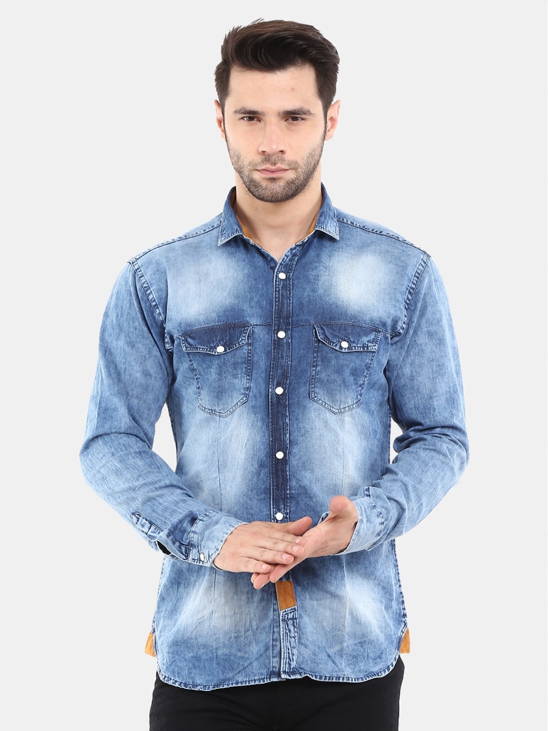 

V-Mart Men Blue Slim Fit Faded Denim Casual Shirt