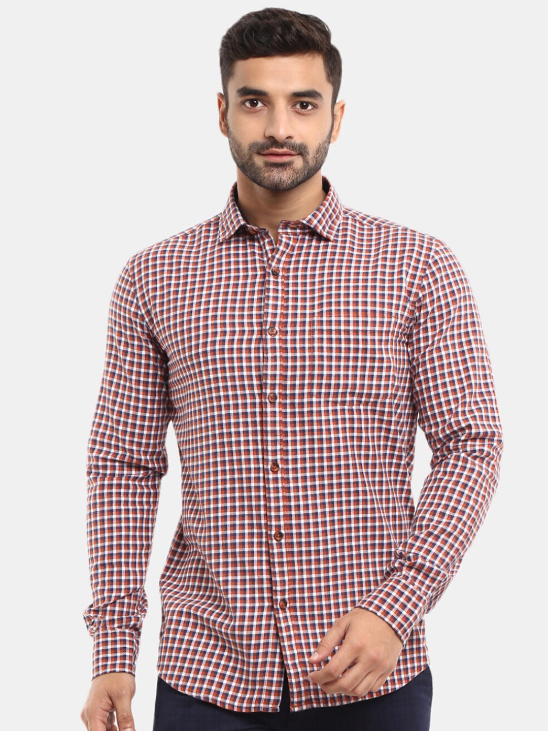 

V-Mart Men Brown Slim Fit Checked Casual Shirt