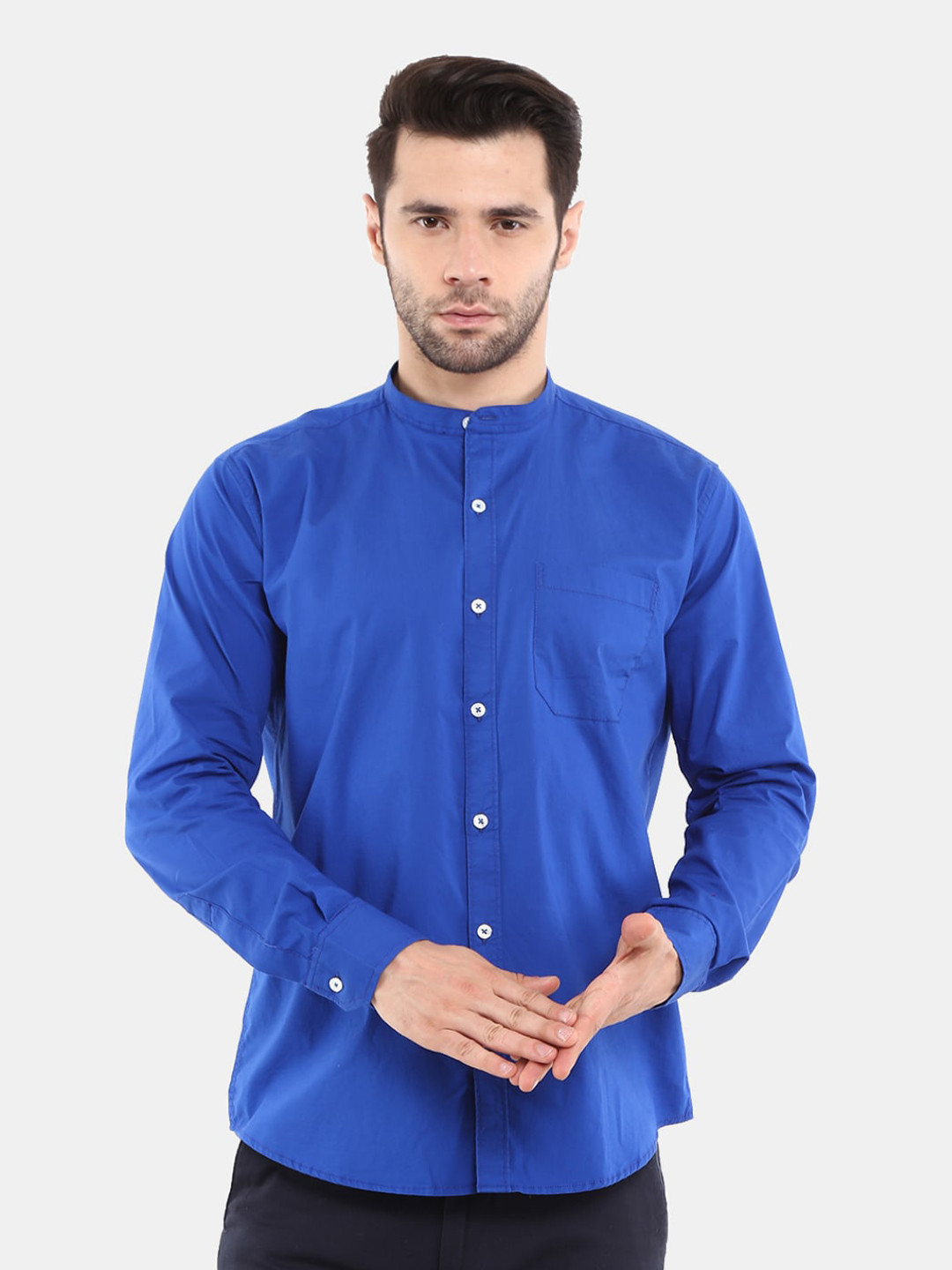

V-Mart Men Blue Casual Shirt With Mandarin Collar
