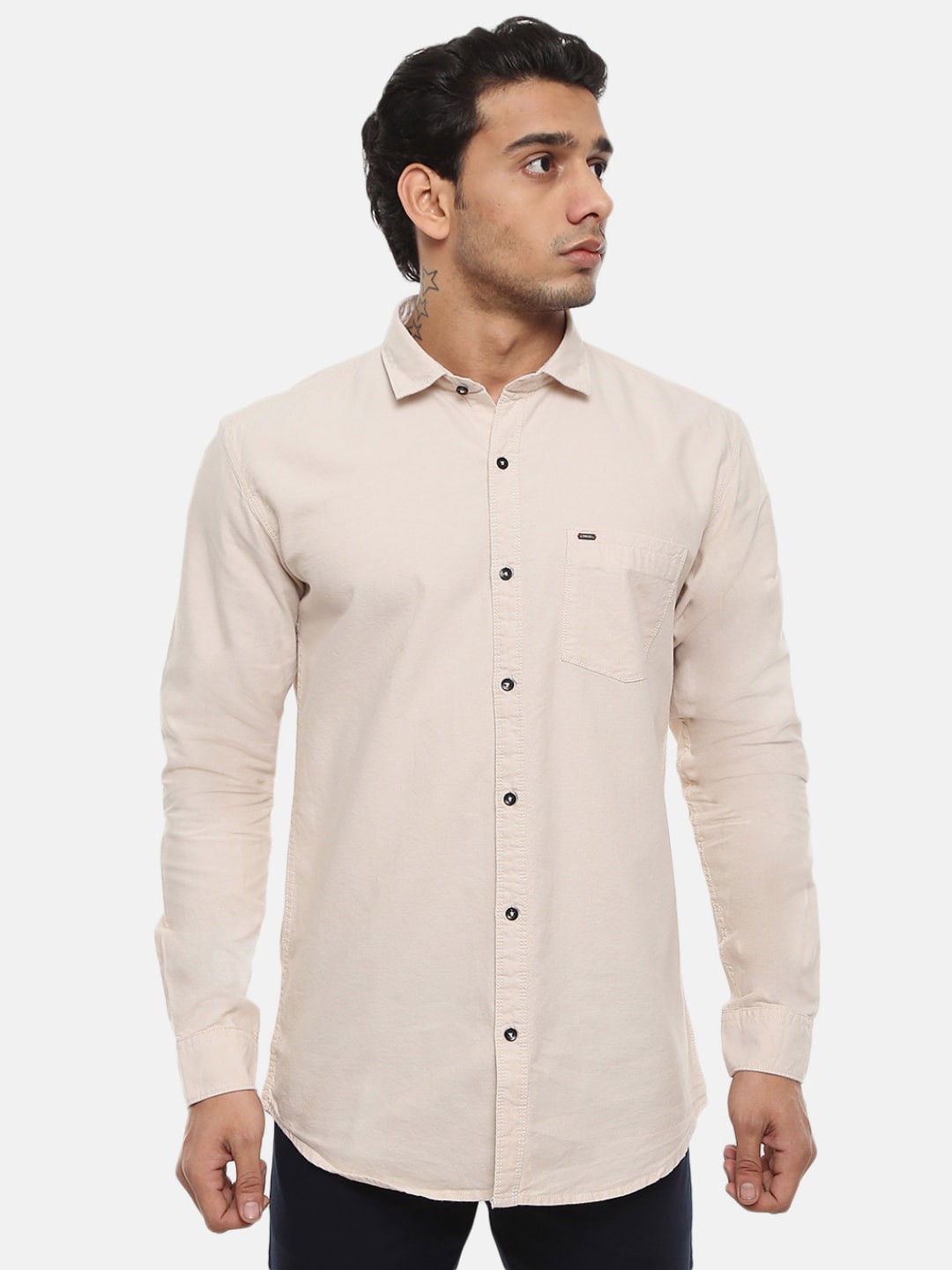 

V-Mart Men Beige Solid Casual Shirt