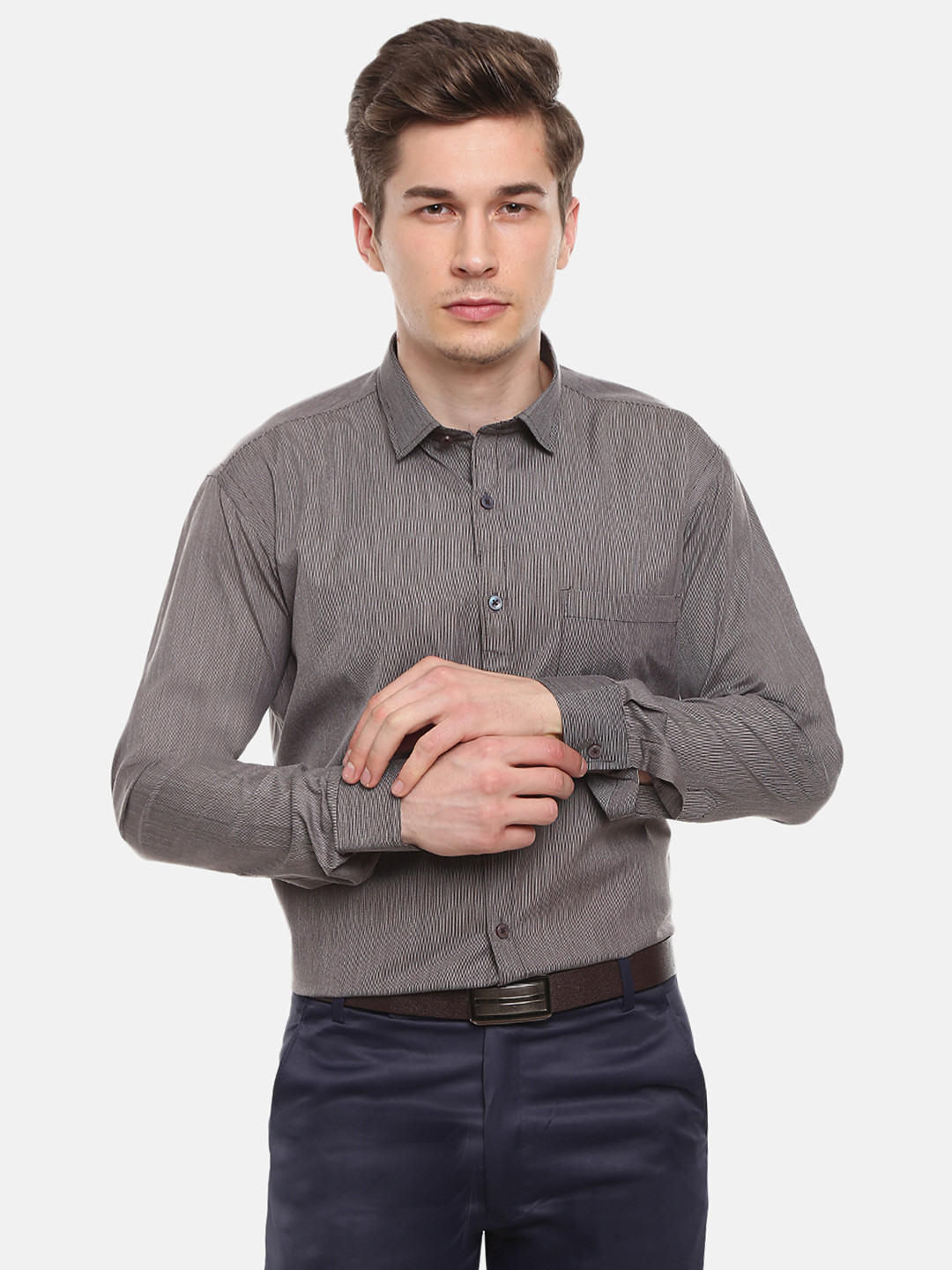 

V-Mart Men Black Striped Formal Shirt