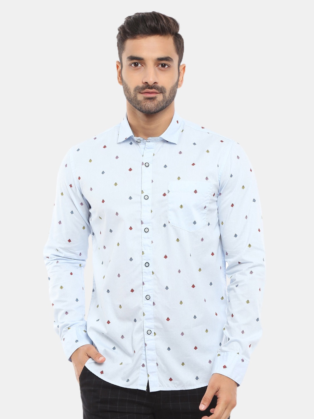 

V-Mart Men Blue Slim Fit Printed Casual Shirt