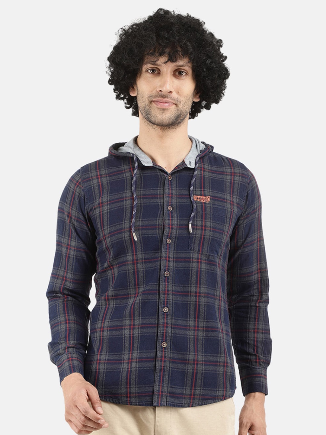 

V-Mart Men Navy Blue Checked Casual Shirt